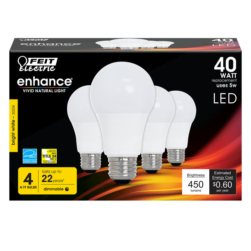 BULB LED A19 BW 5W 4PK