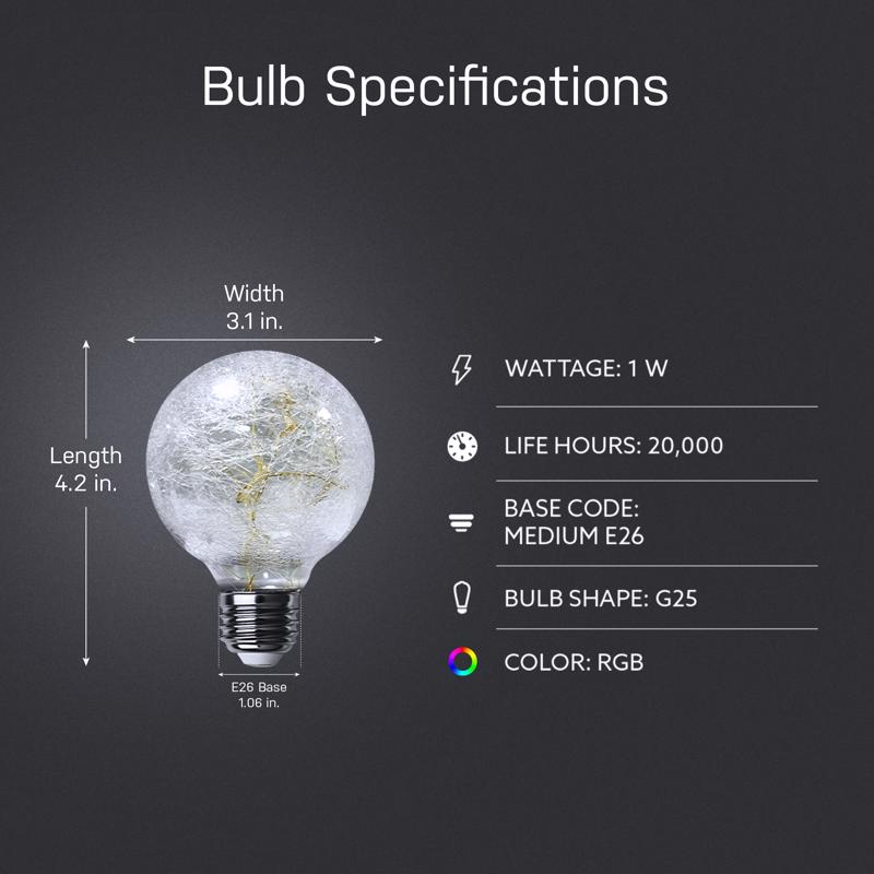 Feit LED Specialty G25 E26 (Medium) LED Bulb Multi-Colored 1 Watt Equivalence 1 pk