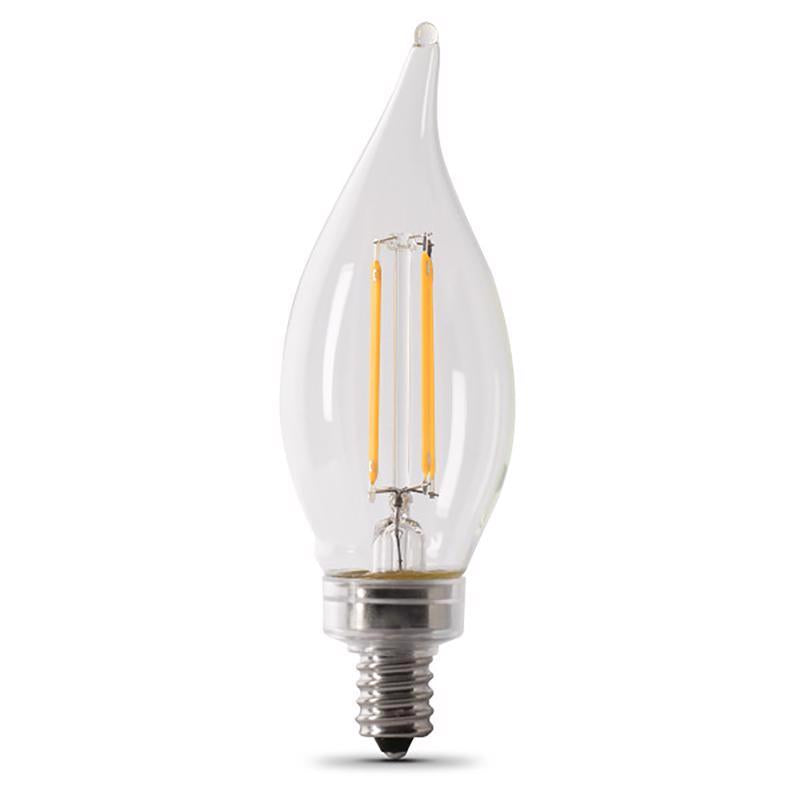 Feit Enhance CA10 (Flame Tip) E12 (Candelabra) Filament LED Bulb Soft White 40 Watt Equivalence 6 pk