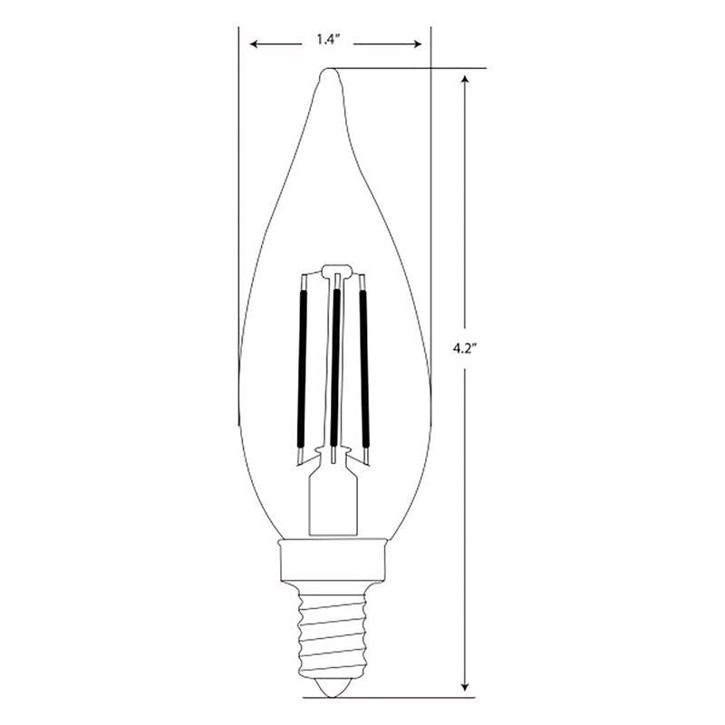 Feit Enhance CA10 (Flame Tip) E12 (Candelabra) Filament LED Bulb Soft White 40 Watt Equivalence 6 pk