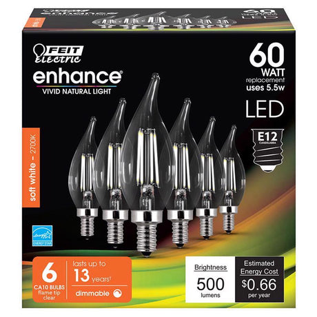LED CA10 E12 SW 60W 6PK