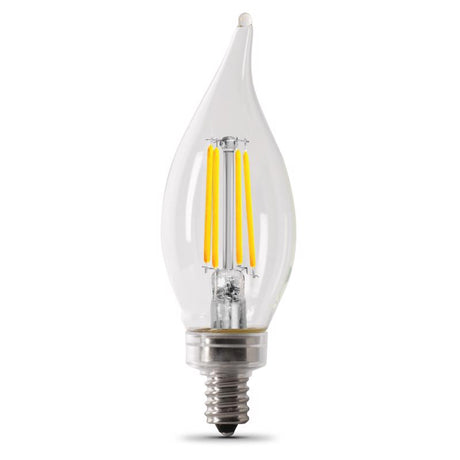 Feit Enhance CA10 (Flame Tip) E12 (Candelabra) Filament LED Bulb Soft White 60 Watt Equivalence 6 pk