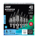 Feit Enhance CA10 (Flame Tip) E12 (Candelabra) Filament LED Bulb Daylight 40 Watt Equivalence 6 pk