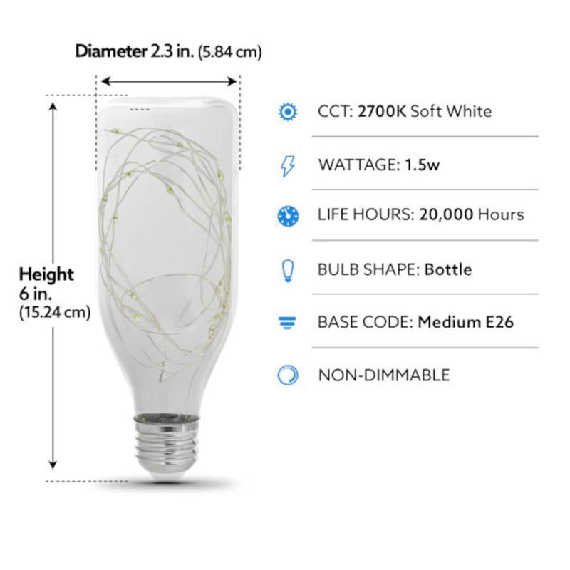 Feit Bottle E26 (Medium) LED Bulb Soft White 1.5 Watt Equivalence 1 pk