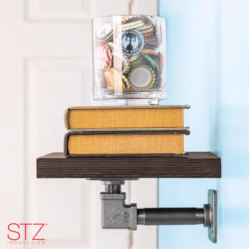 8 in. D Black Wood Boulder Shelf Kit 1 pk