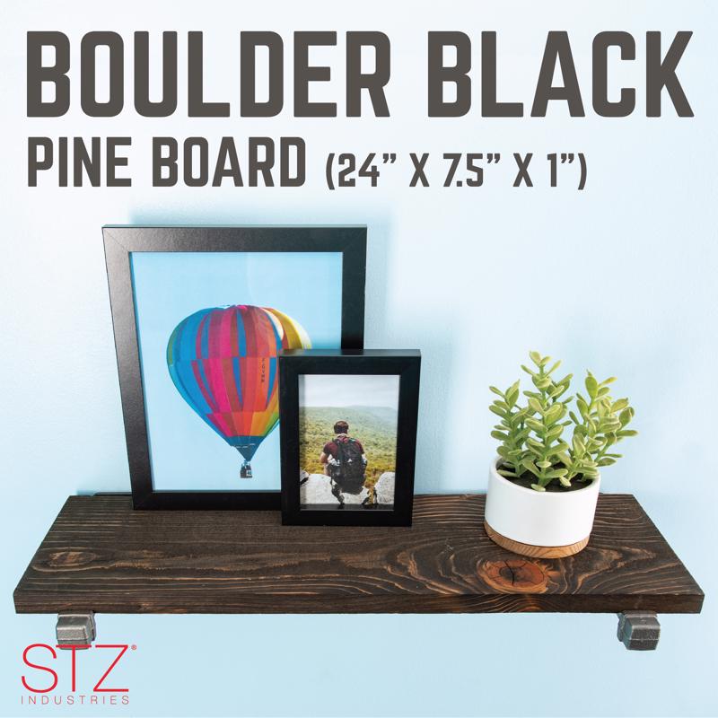 24 in. D Black Wood Boulder Shelf Kit 1 pk