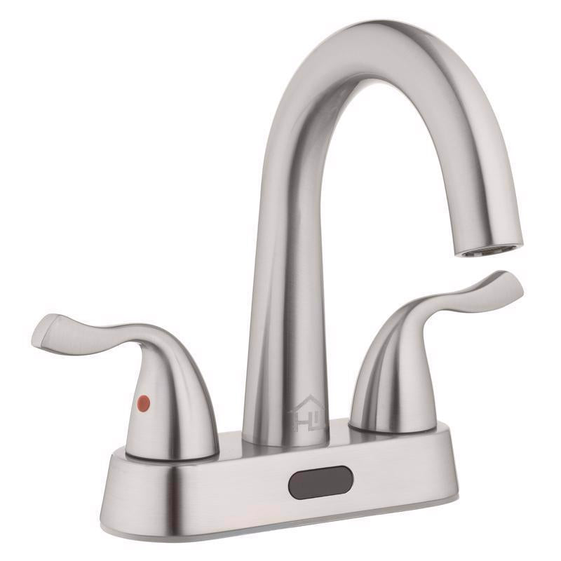 Homewerks Brushed Nickel Motion Sensing Centerset Bathroom Sink Faucet 4 in.
