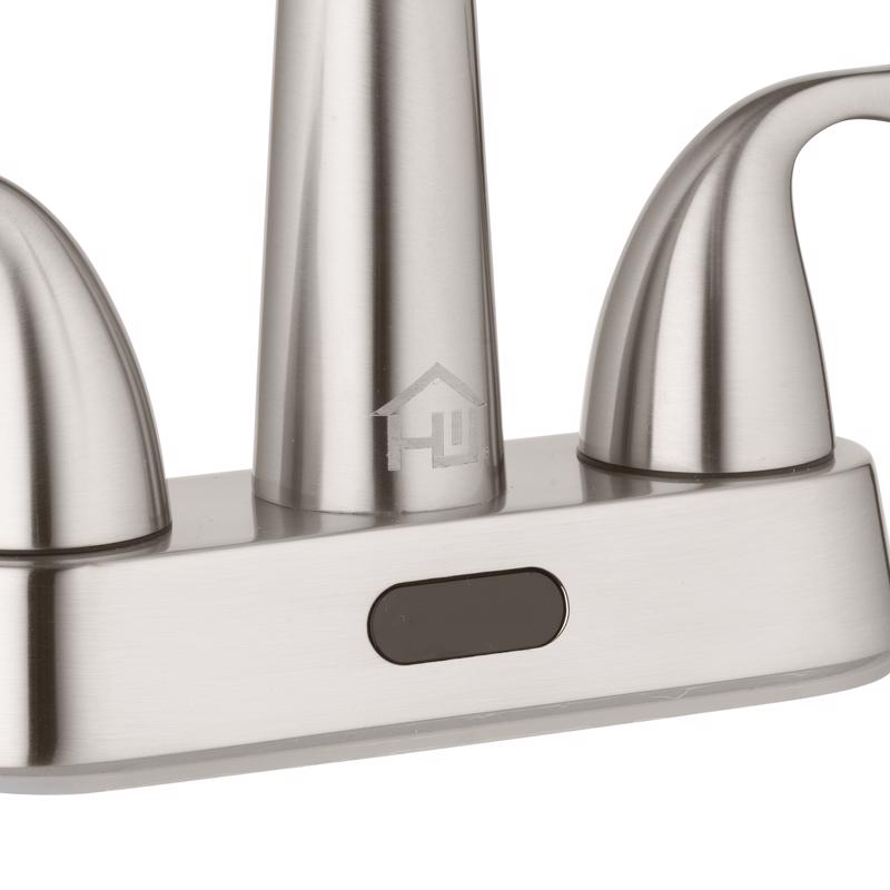 Homewerks Brushed Nickel Motion Sensing Centerset Bathroom Sink Faucet 4 in.