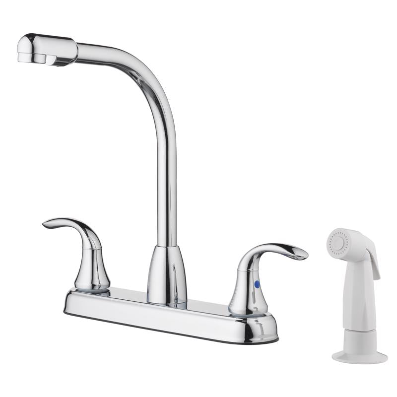 LDR Two Handle Chrome Kitchen Faucet Side Sprayer Included