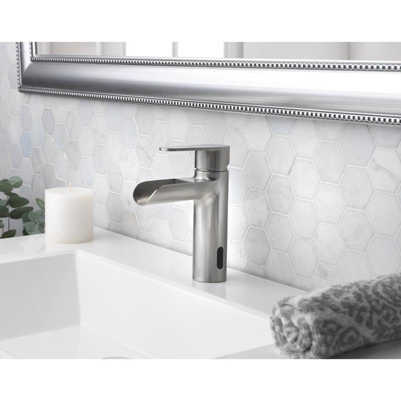 Homewerks Waterfall Brushed Nickel Motion Sensing Single-Handle Bathroom Sink Faucet 2 in.