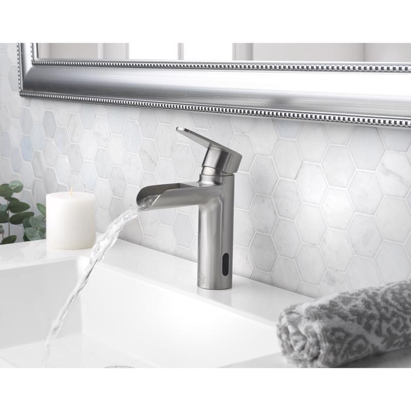 Homewerks Waterfall Brushed Nickel Motion Sensing Single-Handle Bathroom Sink Faucet 2 in.