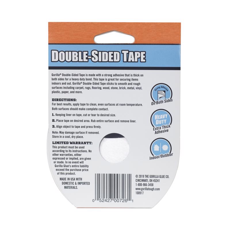 Gorilla 1.41 in. W X 8 yd L Gray Double-Sided Duct Tape