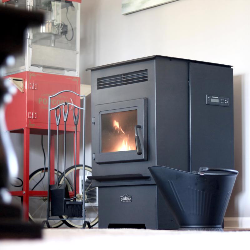Cleveland Iron Works EPA Certified 2200 sq ft Wood Pellet Stove 60 lb. cap. Hopper