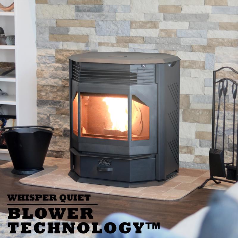 Cleveland Iron Works EPA Certified 2500 sq ft Wood Pellet Stove 65 lb. cap. Hopper