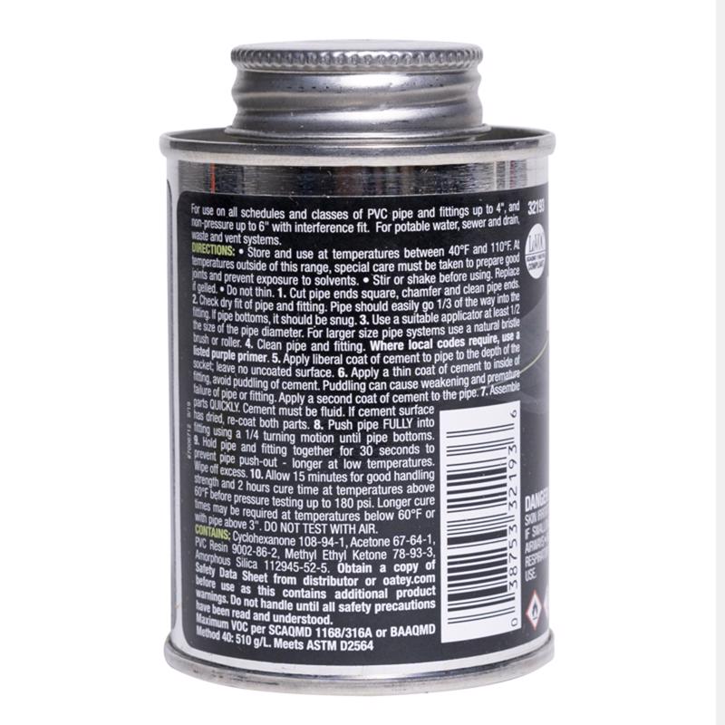 Oatey Fusion Single Step Clear Cement For Medium PVC 4 oz