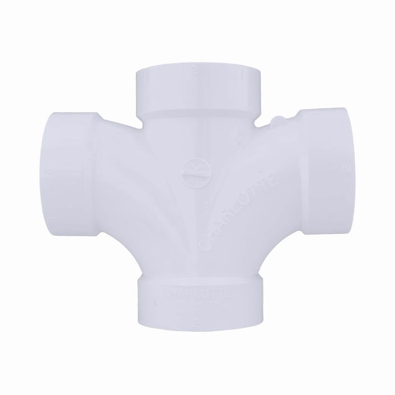 Charlotte Pipe Schedule 40 2 in. Hub X 2 in. D Hub PVC Sanitary Tee 1 pk