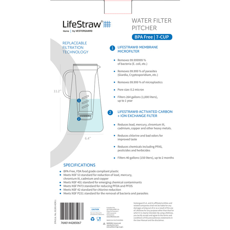 LifeStraw Home 7 cups White Water Filter Pitcher