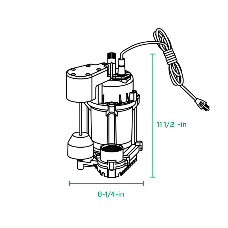 Zoeller 1/2 HP 3600 gph Cast Iron Vertical Float Switch AC Submersible Sump Pump