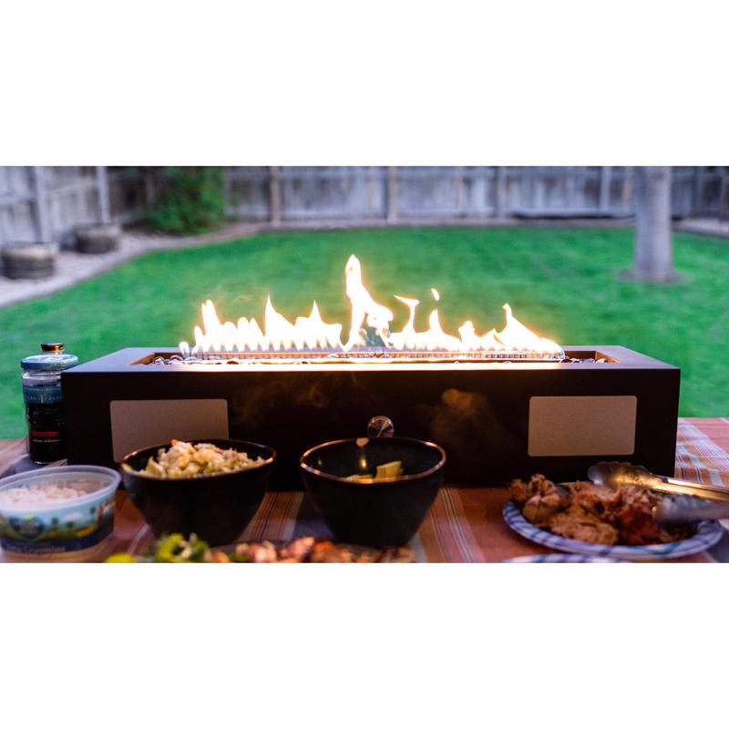 Ukiah Cascade 28 in. W Steel Outdoor Rectangular Propane Fire Pit with Sound System