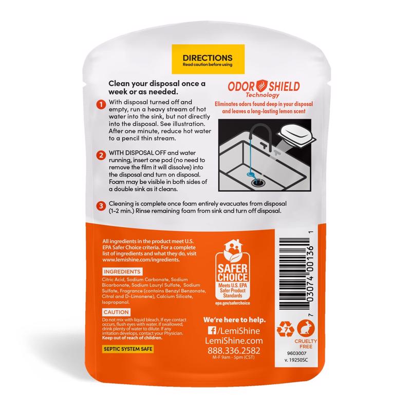 Lemi Shine Lemon Scent Garbage Disposal Cleaner 8.46 oz Powder