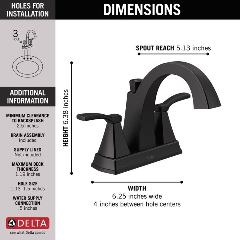 Delta Matte Black Bathroom Faucet 4 in.