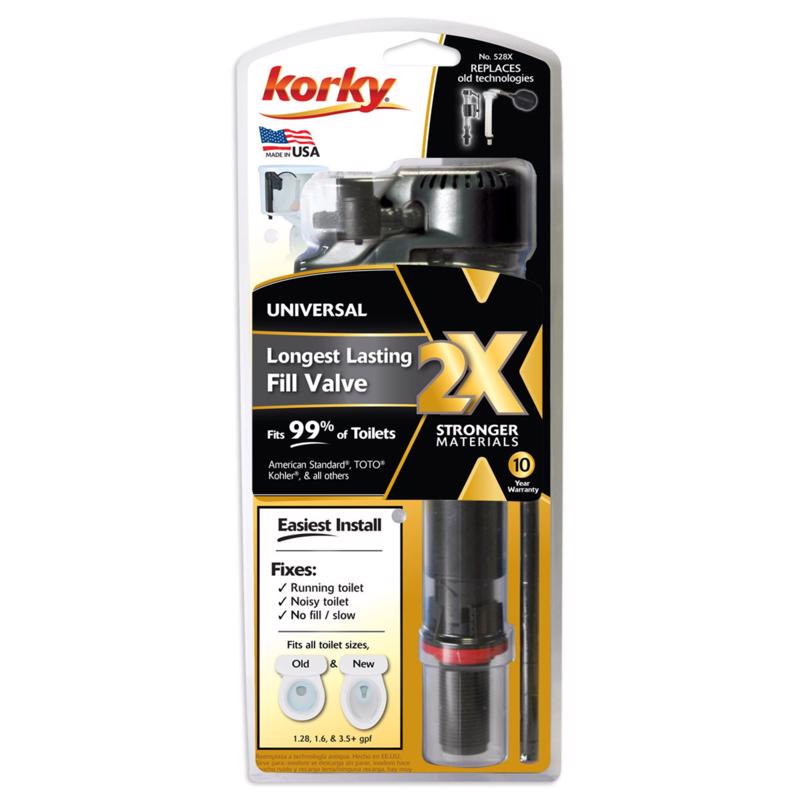 Korky 2X Toilet Fill Valve Black Plastic/Rubber For Universal