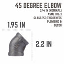 STZ Industries 3/4 in. FIP each X 3/4 in. D FIP Black Malleable Iron 45 Degree Elbow