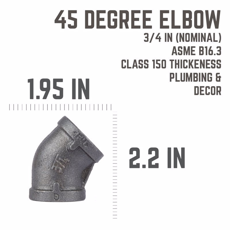 STZ Industries 3/4 in. FIP each X 3/4 in. D FIP Black Malleable Iron 45 Degree Elbow