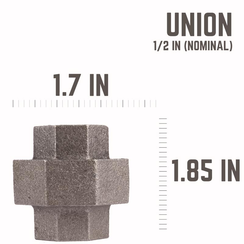 STZ Industries 1/2 in. FIP each X 1/2 in. D FIP Black Malleable Iron Union