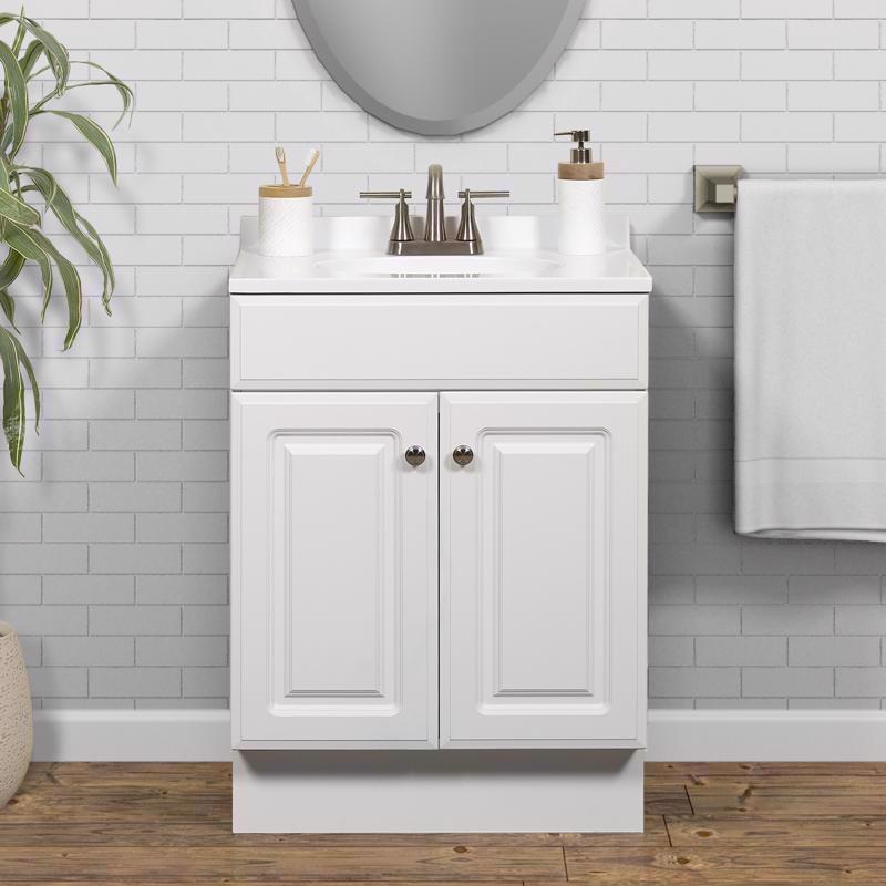 Zenna Home Single White Vanity Combo 24 in. W X 18 in. D X 35 in. H