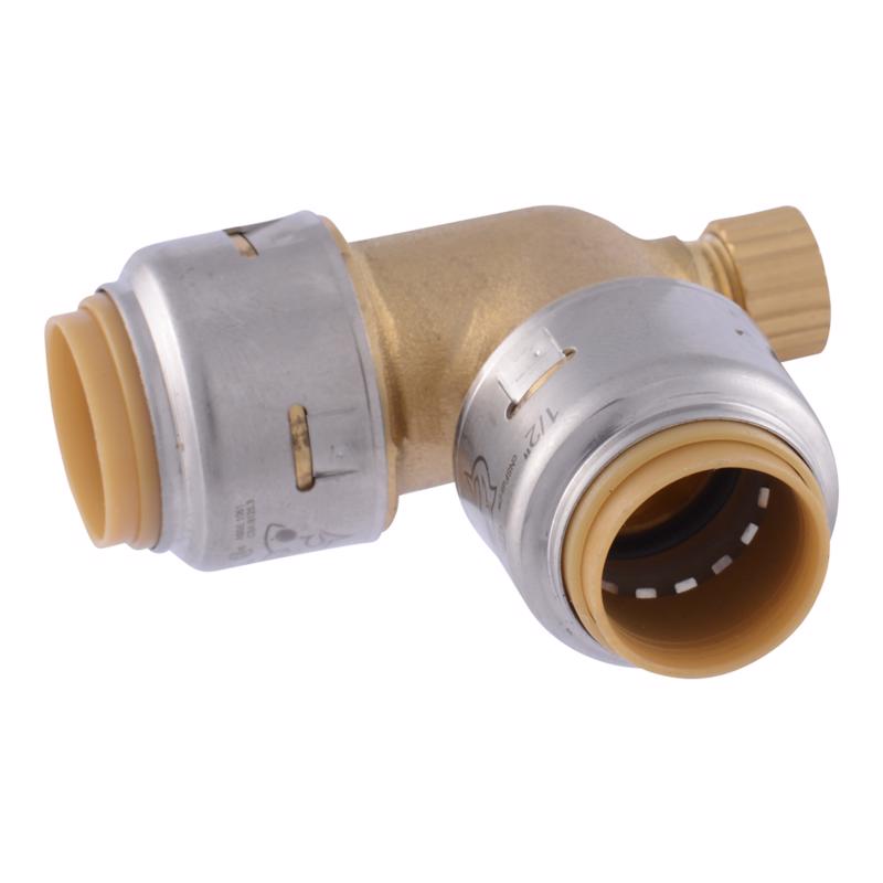 SharkBite 1/2 in. Push-to-Connect X 1/2 in. D Brass 90 Degree Elbow with Drain