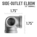 STZ Industries 1/2 in. FIP each X 1/2 in. D FIP 1/2 in. D FIP Black Malleable Iron Side Out Elbow