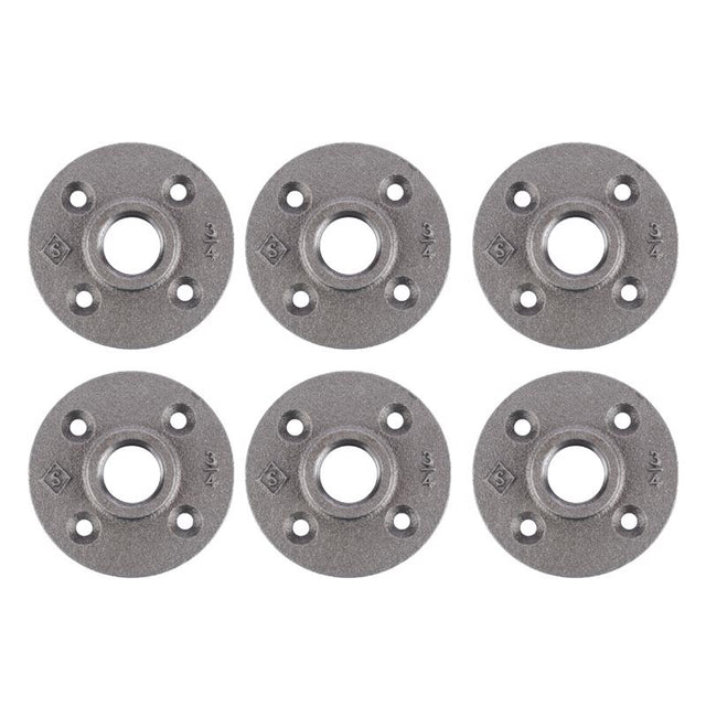 FLANGE BLK IRON 3/4" 6PK