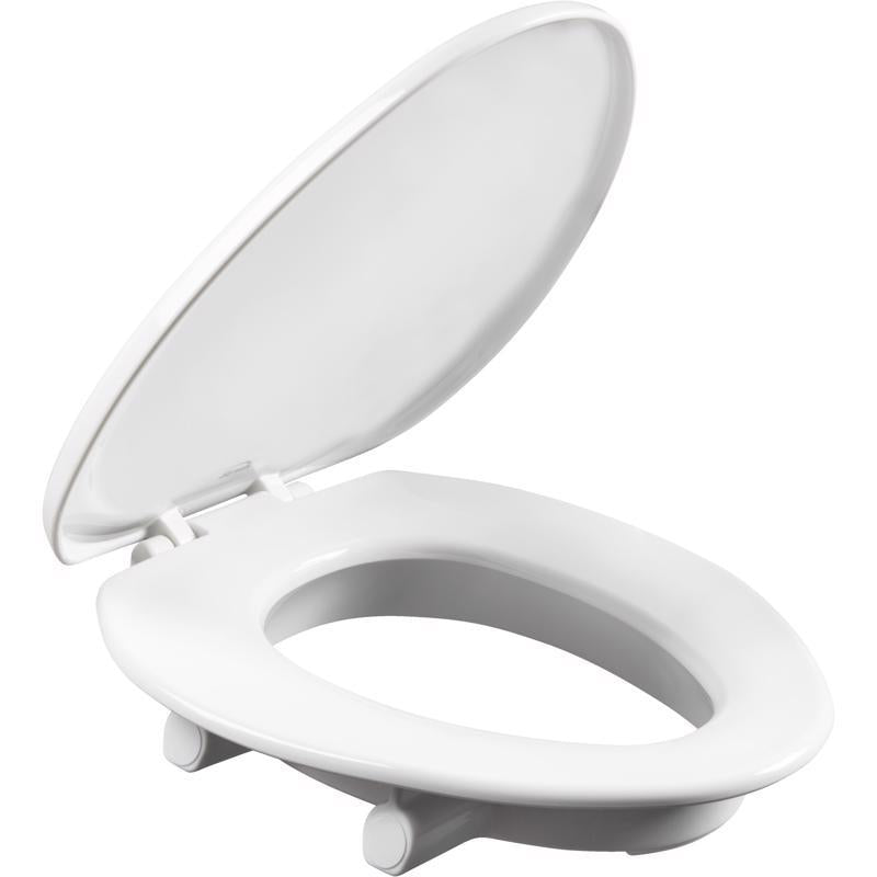 Bemis Independence Asurance Elongated White Plastic Toilet Seat