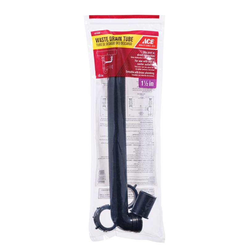 WASTE ARM 1-1/2X15" BLK