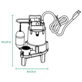 Zoeller 1/2 HP 6000 gph Cast Iron Vertical Float Switch Submersible Sewage Pump