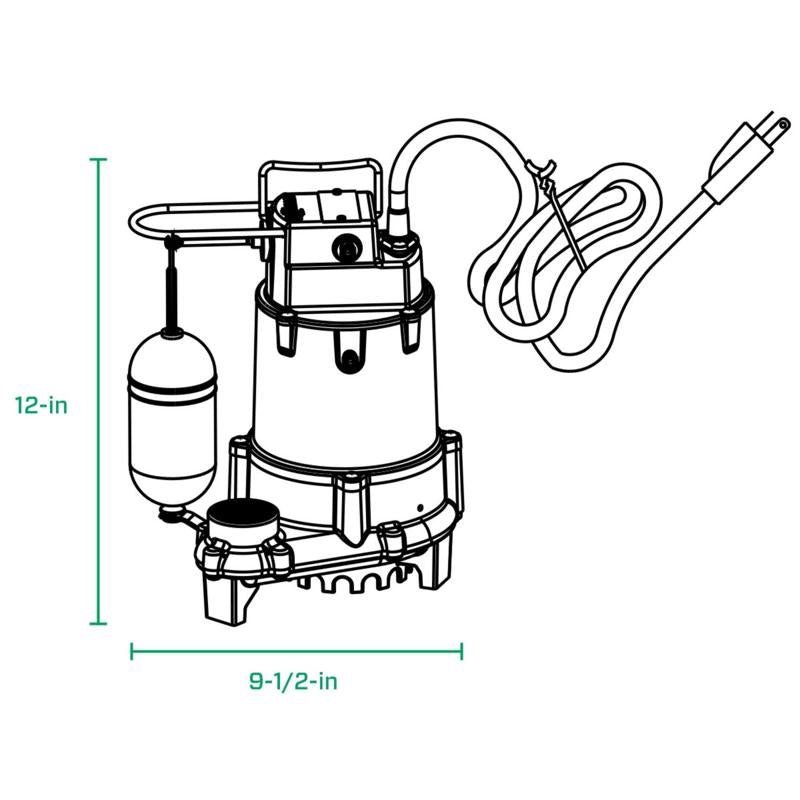 Zoeller 1/2 HP 3660 gph Cast Iron Vertical Float Switch AC Submersible Sump Pump