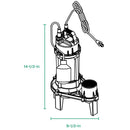 Zoeller 1/3 HP 5280 gph Cast Iron Tethered Float Switch Sewage Pump