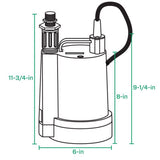Zoeller 1/3 HP 2400 gph Thermoplastic Electronic Switch Bottom AC Submersible Utility Pump