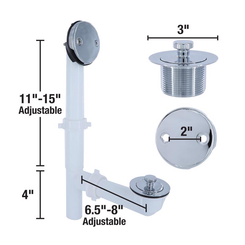 Danco 1-1/2 in. D Chrome Plated Plastic Tub Drain Kit