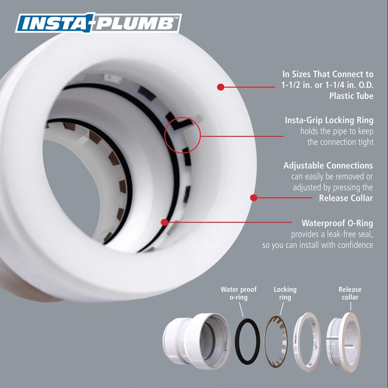 Keeney Insta Plumb 1-1/2 in. D Plastic Straight Coupling