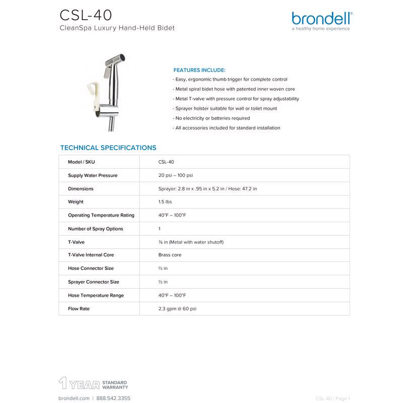 Brondell CleanSpa Silver Hand Held Bidet