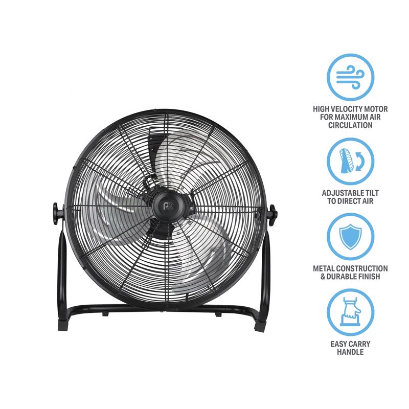Perfect Aire 21.25 in. H X 18 in. D 3 speed High Velocity Floor Fan