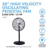 Perfect Aire 44.25 in. H X 30 in. D Oscillating Pedestal Fan