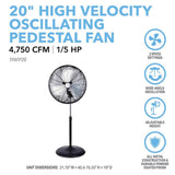 Perfect Aire 30.75 in. H X 20 in. D Oscillating Pedestal Fan