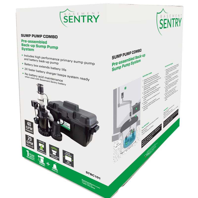 Basement Sentry 1/3 HP 2400 gph Thermoplastic Vertical Float Switch AC Submersible Backup Sump Pump