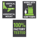 Basement Sentry 1200 gph Thermoplastic Diaphragm Switch AC Submersible Backup Sump Pump