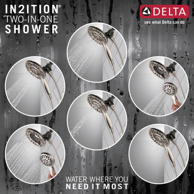 Delta Satin Nickel Stainless Steel 4 settings Showerhead Combo 1.75 gpm