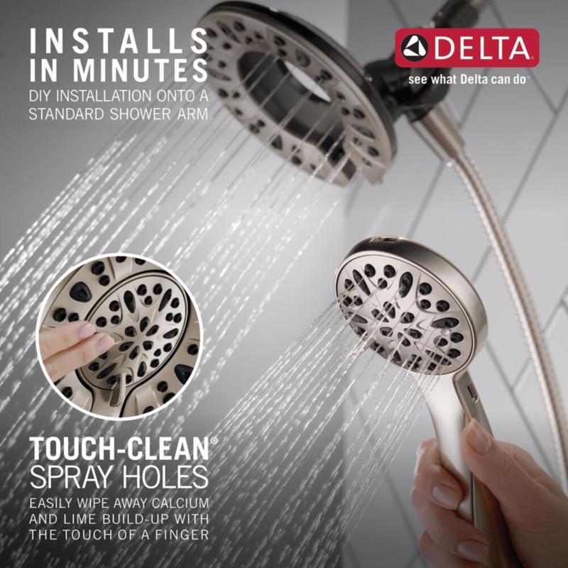 Delta Satin Nickel Stainless Steel 4 settings Showerhead Combo 1.75 gpm