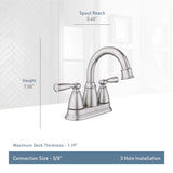 Moen Banbury Brushed Nickel Centerset Bathroom Sink Faucet 4 in.